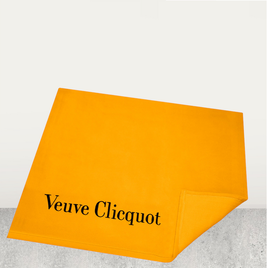VEUVE CLICQUOT XL Premium Throw 160cm X 110 Embroidered Yellow Signature Design