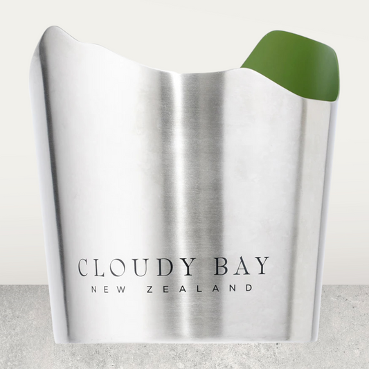 Cloudy Bay Silver & Green Ice Bucket - Modern Wine Chiller